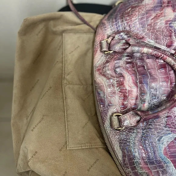 Authentic Brahmin Blue and Red Shoulder Bag with Textured Finish - Picture 10 of 13